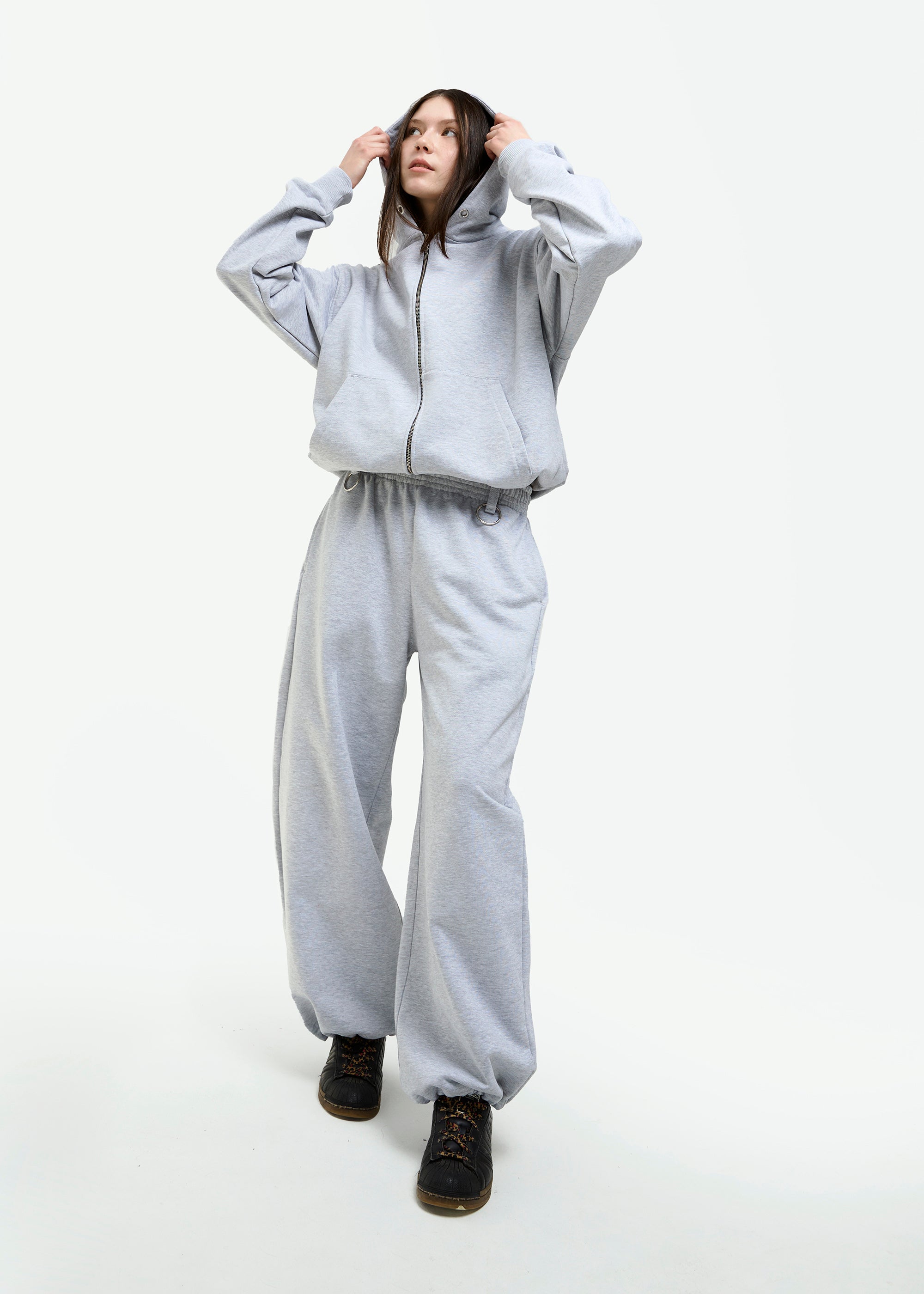 BASIC melange zipped hoodie