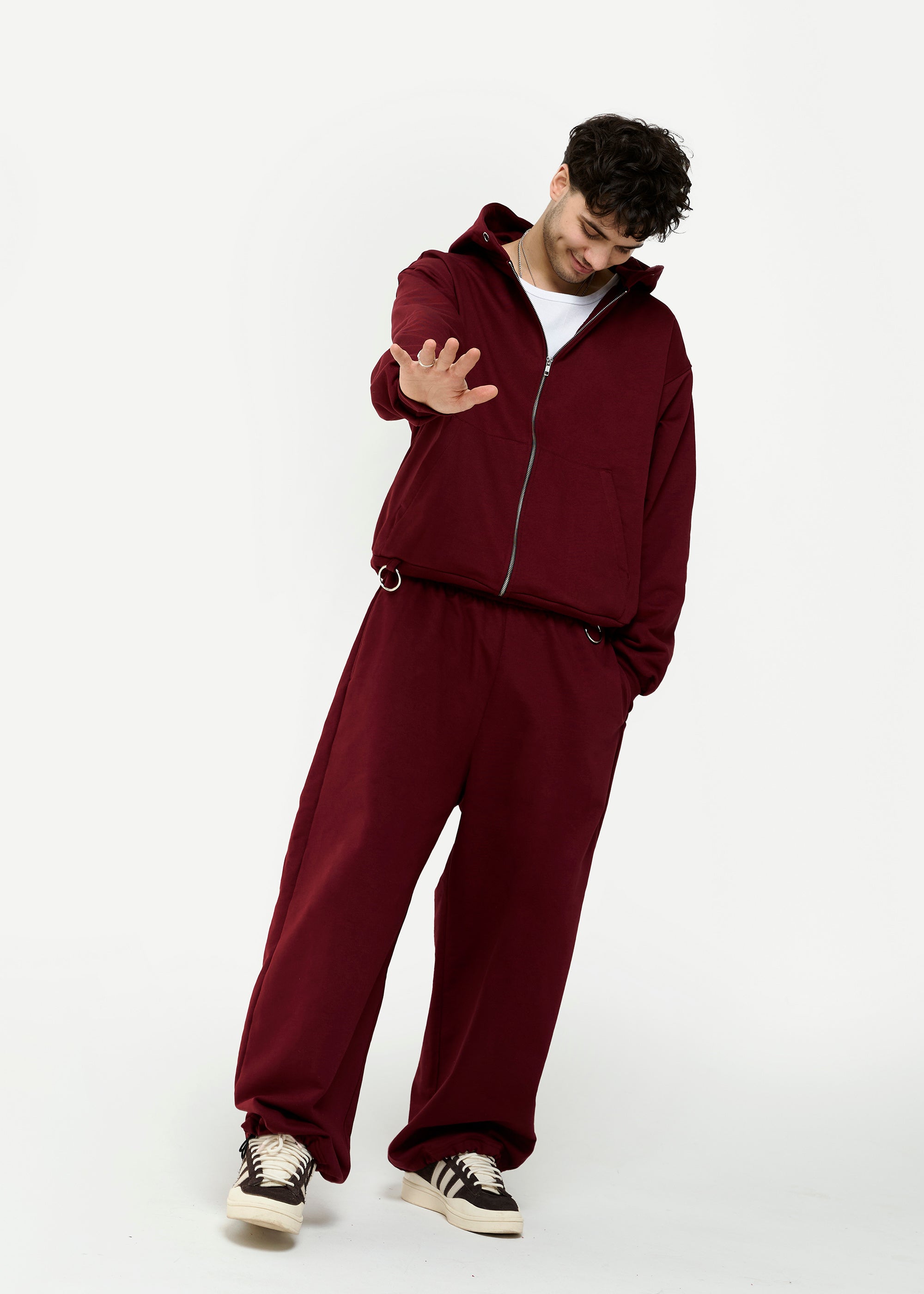 BASIC & BUBBLE burgundy zipped set