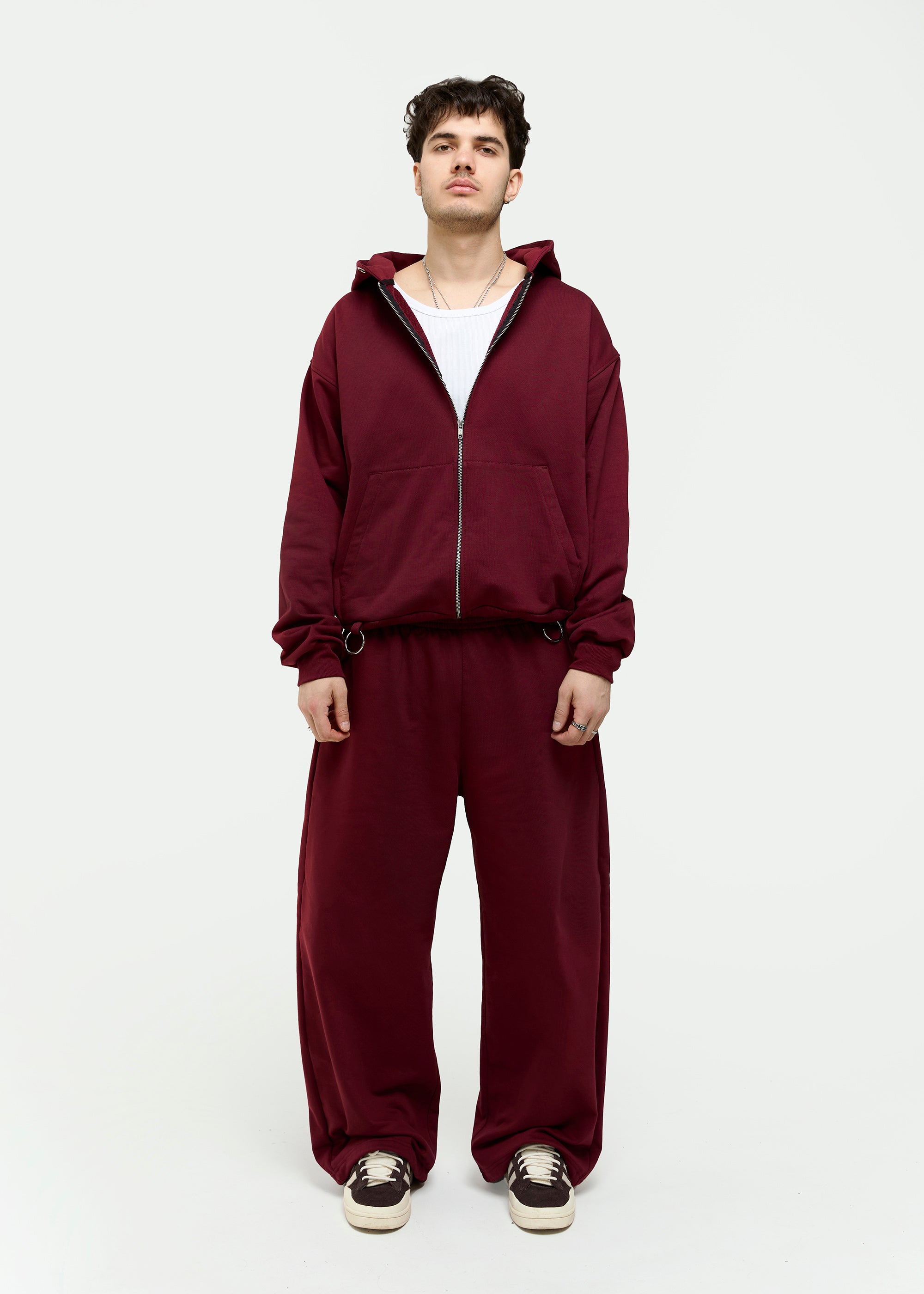 BASIC burgundy zipped hoodie