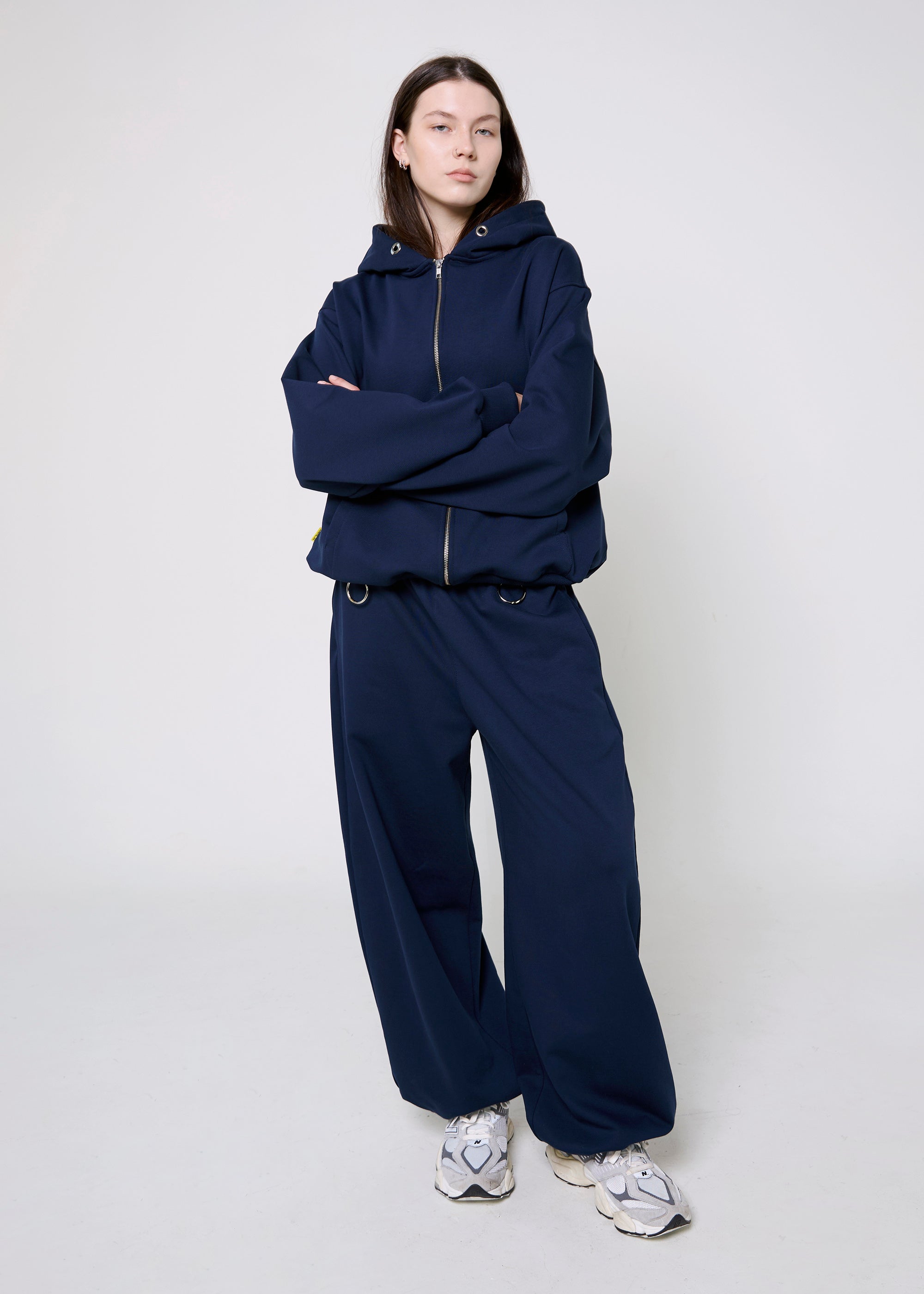 BASIC navy zipped hoodie