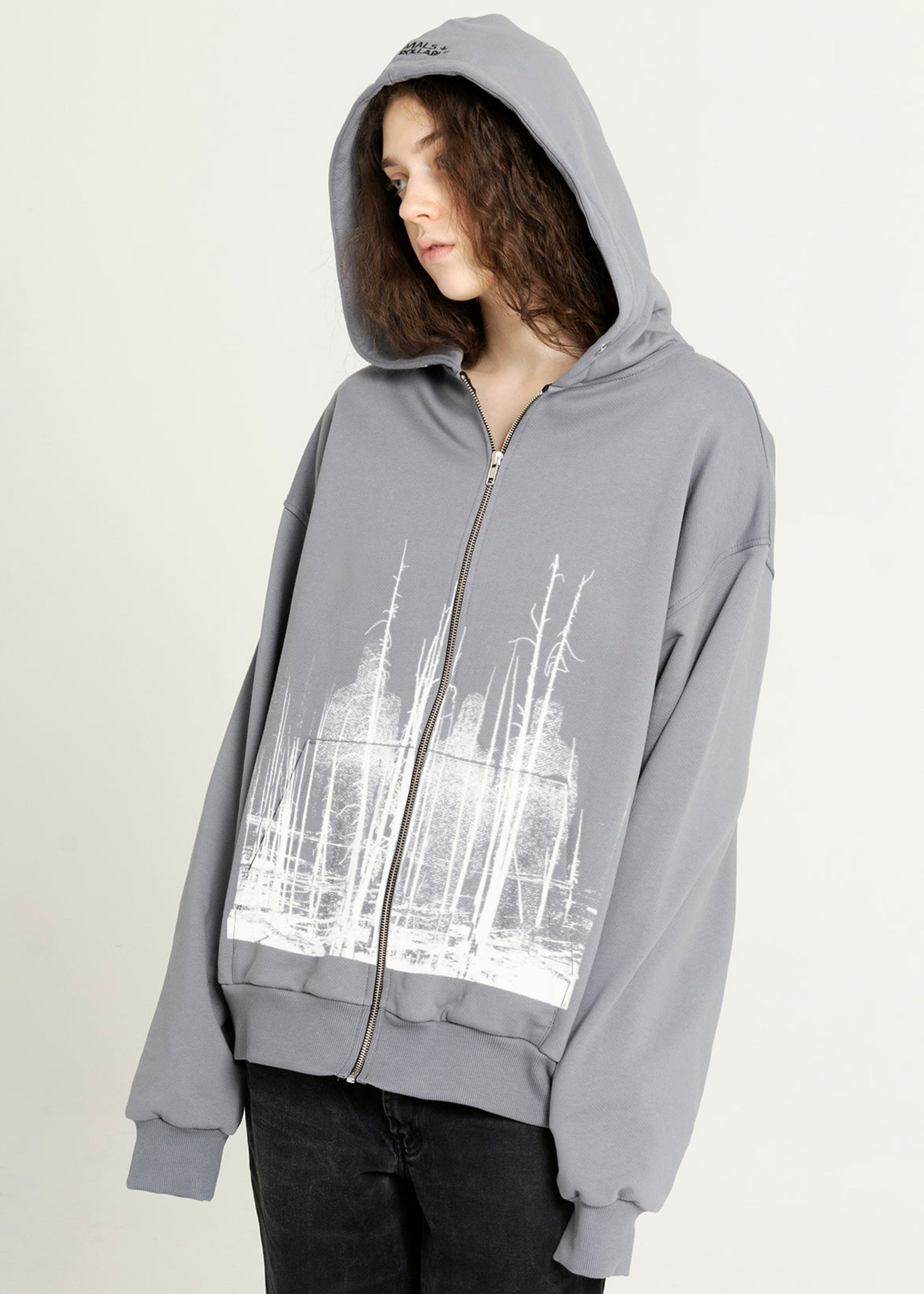 DEAD TREES grey zipped hoodie