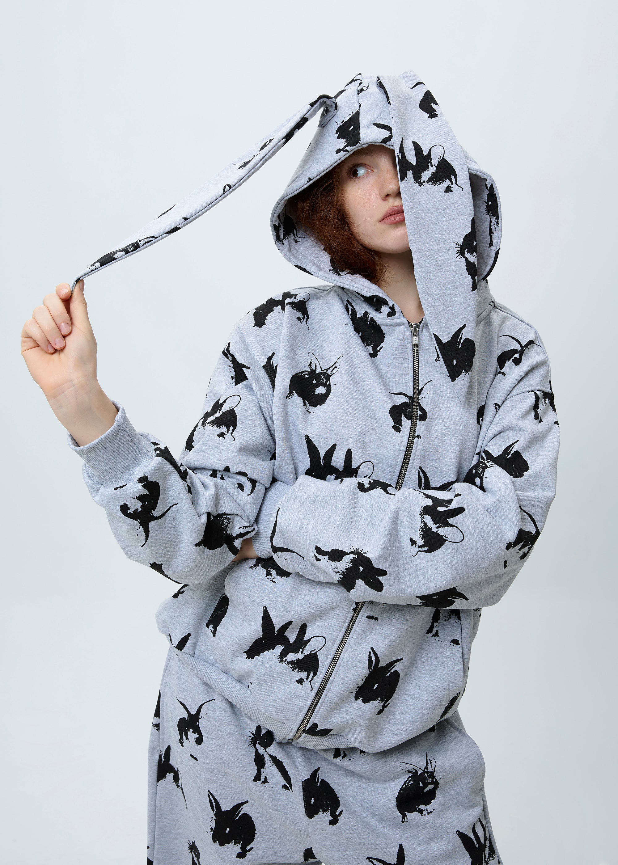 BASIC & BUBBLE RABBIT grey zipped set