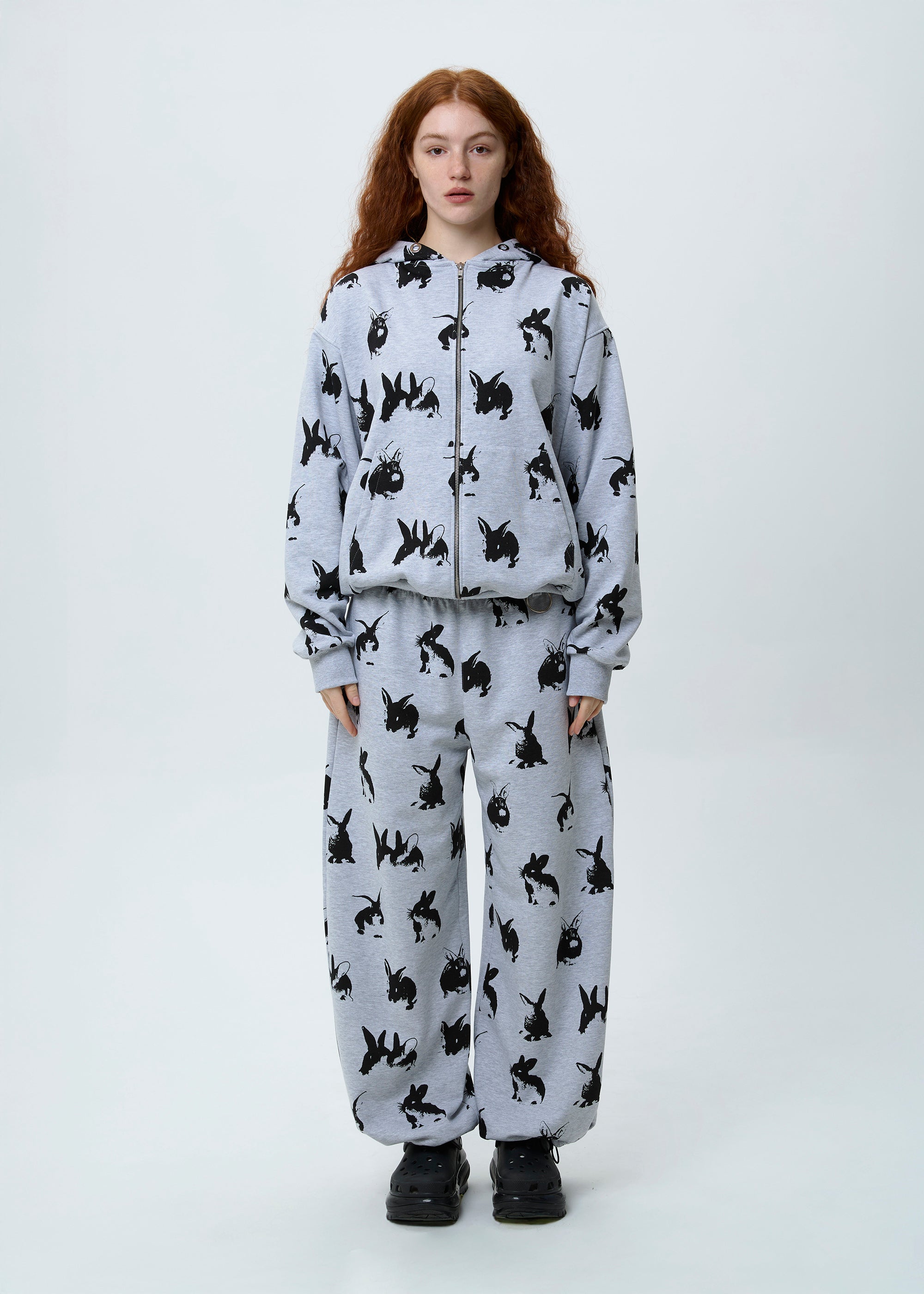 BASIC & BUBBLE RABBIT grey zipped set