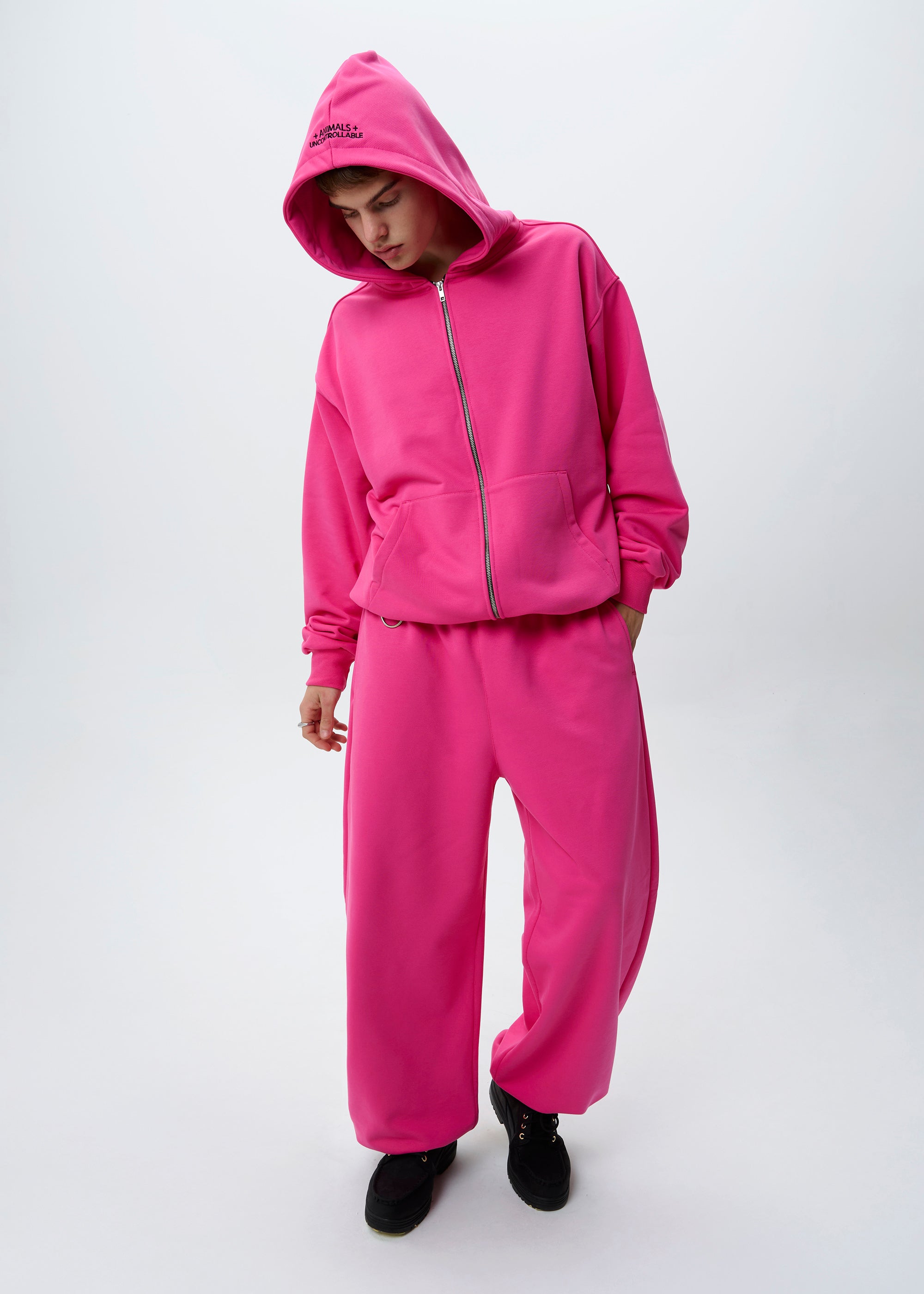 BASIC pink zipped hoodie